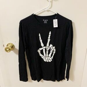 🎁5/$25 Children's Place kids glow Halloween Skeleton peace long sleeve Shirt